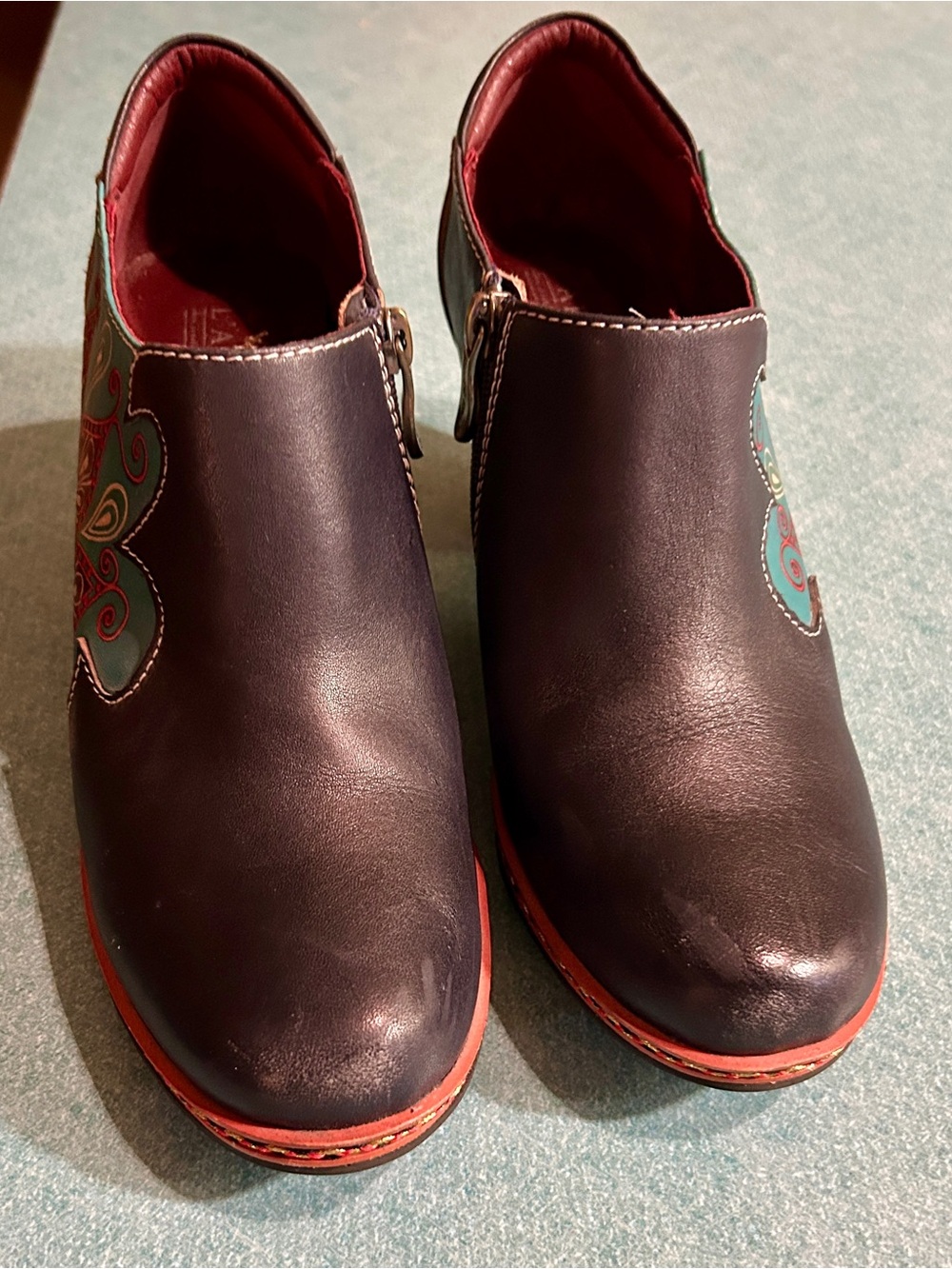 L’Artiste Spring Step Black with Colorful Southwest Design Ankle Shoes Size 8 - Picture 7 of 9